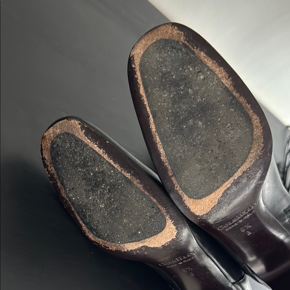 Cole Haan Vintage Leather Black Heeled Mid-Calf Boots Made in Italy - Picture 5 of 15